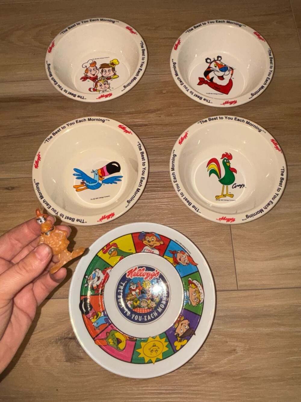 Vintage 1996 Kellogg's Character Cereal Bowl Set with Figure